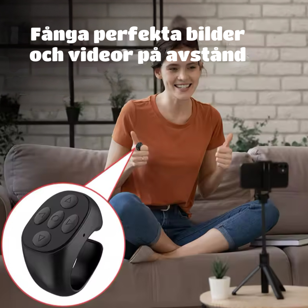 Bluetooth fjärrkontrollring – handsfree för selfies och TikTok