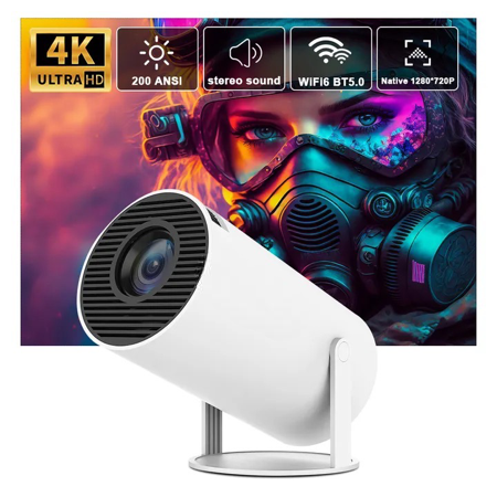 Briljant 4K Projektor - 200 ANSI-lumen, Dual Wifi 6, Android 11, BT5.0 - iClick