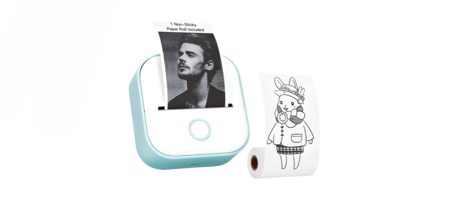 Smart mini pocket printer med bluetooth + 4 Termopapper - iClick