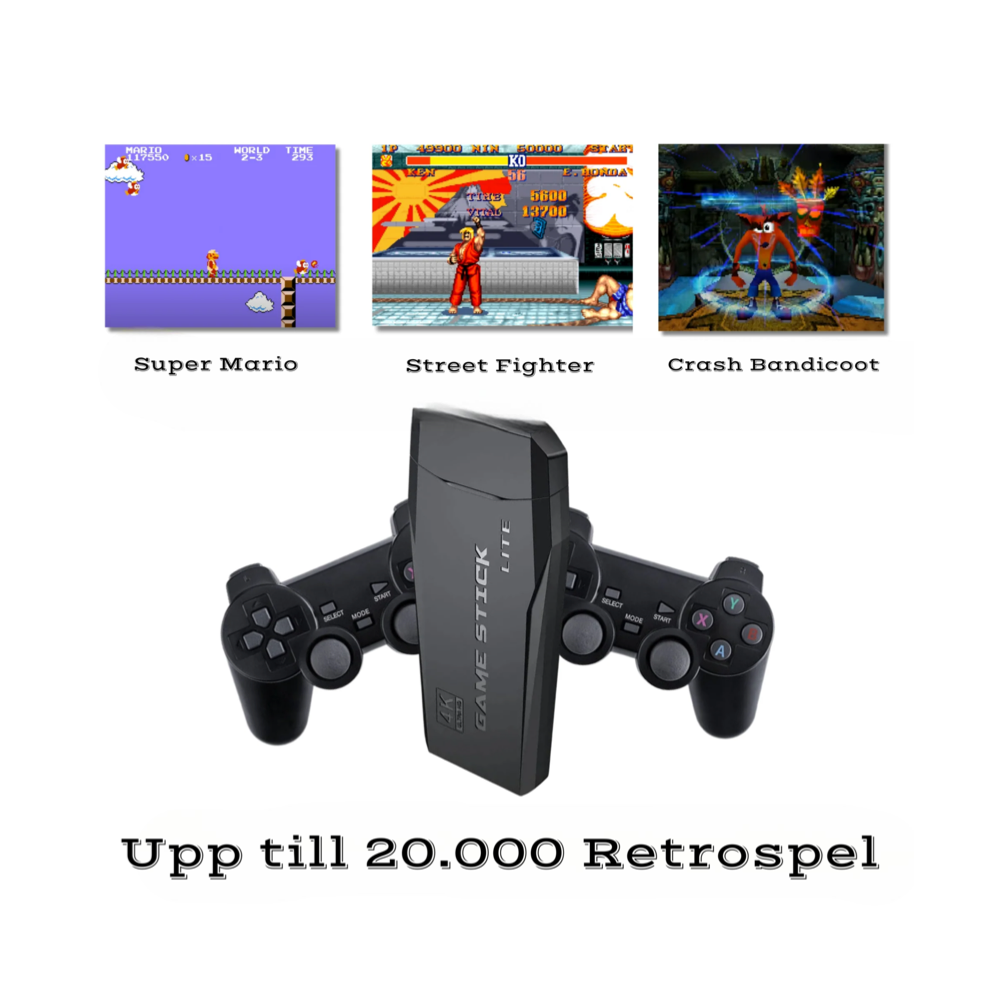 Retrospel + Två trådlösa spelkontroller - iClick